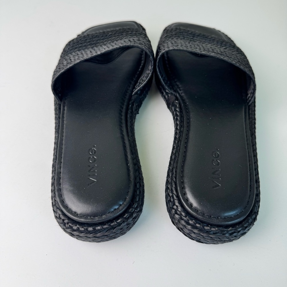 VINCE black Raffia Slide Sandals - Picture 9 of 11